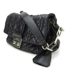 Dior Black Bag Chain Cannage Shoulder Leather